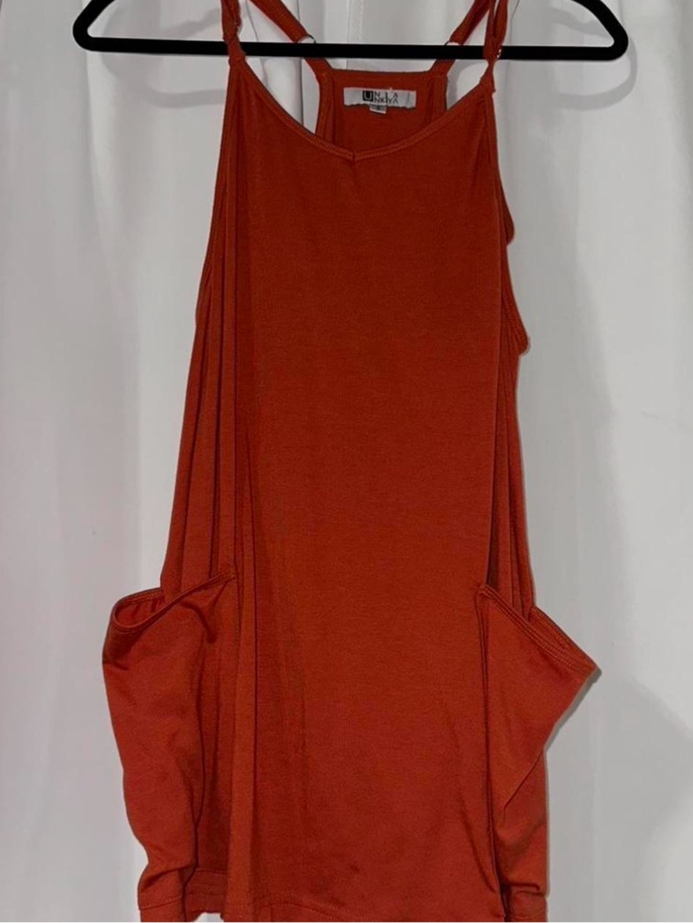 UNLVIA Rust Orange Pocket Tank Dress